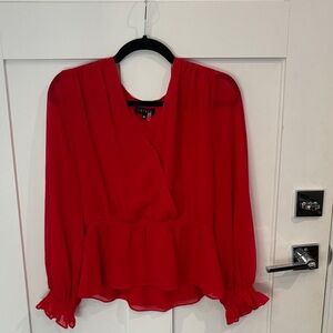 1. State Scarlet Wrap Blouse